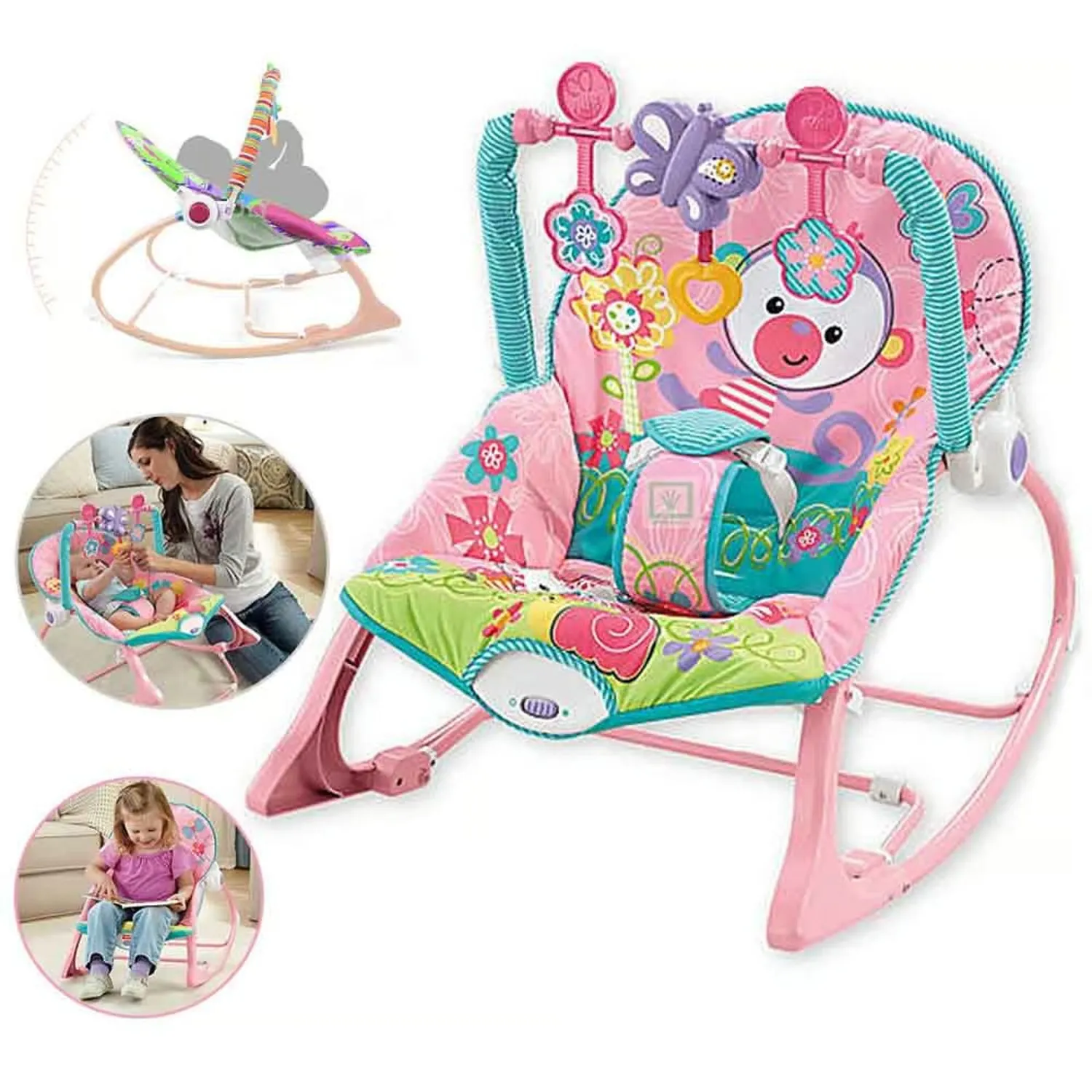 Silla Mecedora para Bebe en Rosado Safari
