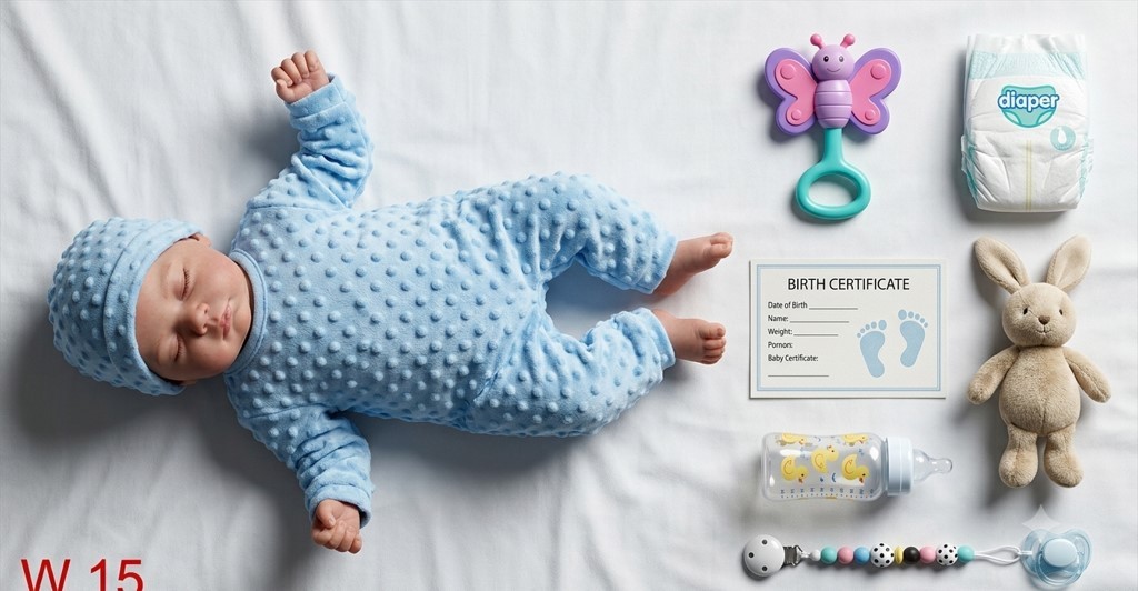 Muñeco Bebé Reborn Realista (Niño Durmiendo)  ( W-15)- Set Texturizado Celeste con Accesorios 60 CM