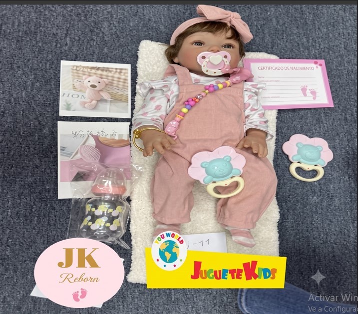Muñeca Bebé Reborn Realista "Dulzura en Overol" - Set Rosado con Diadema y Accesorios (W-11-)