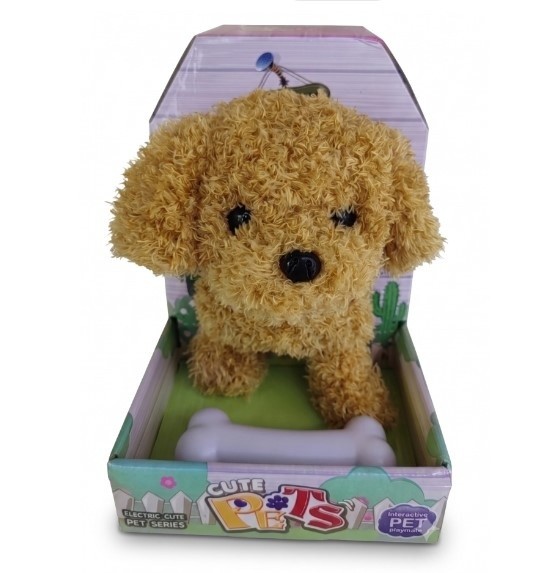 Mascota Interactiva Perrito Poodle de Peluche Cute Pets con Hueso de Juguete (933-7F)