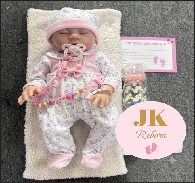 Muñeco Bebé Reborn Realista "Dulce Sueño Rosado" - Set Premium Estampado con Gorrito y Accesorios (JK-19)